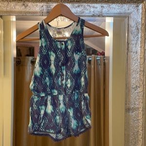 Kandy Kiss printed romper lace back yoke t back